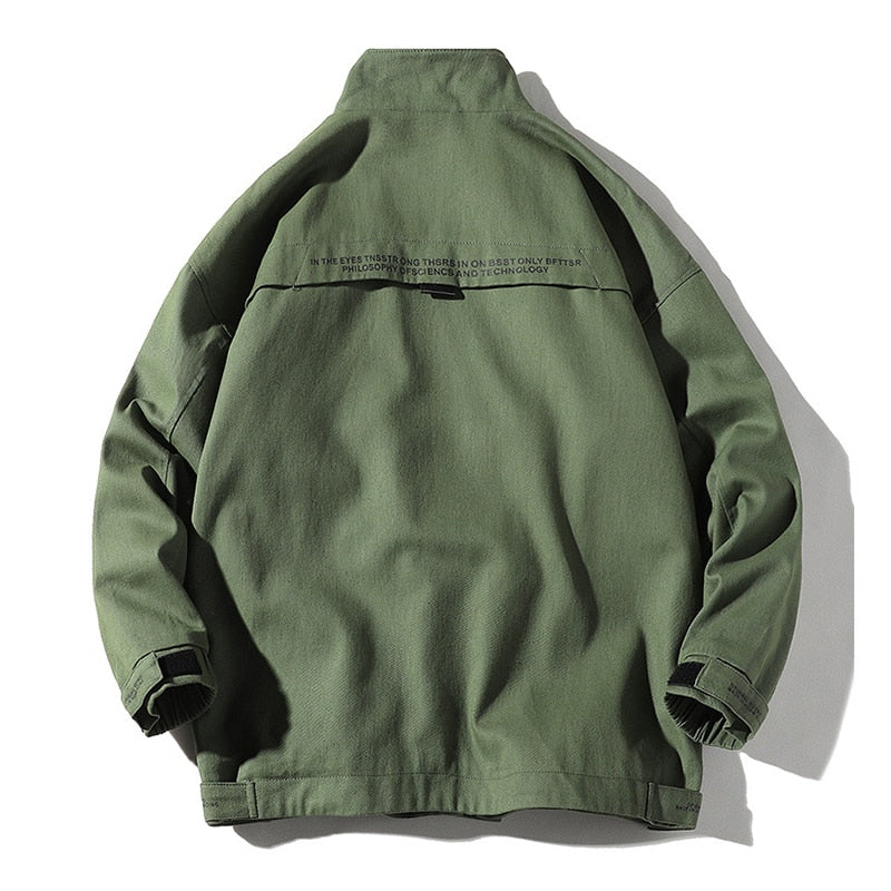 High Neck Multi Pockets Oversize Windbreaker Style Men Jacket