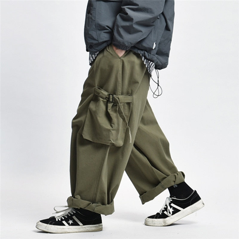 Solid Mono Color Baggy Cargo Pants