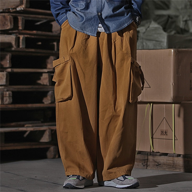 Solid Mono Color Baggy Cargo Pants