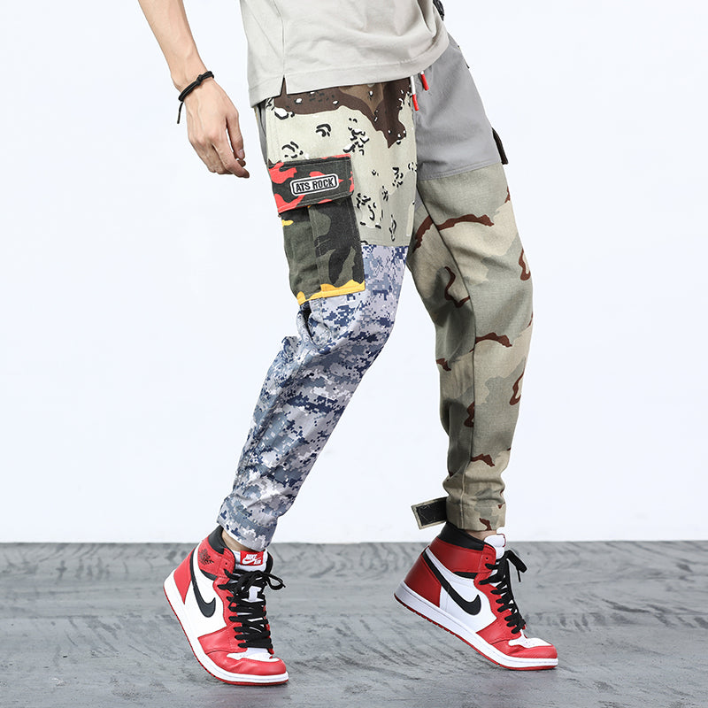 Mix Camouflage Pattern Patchwork Tactical Style Men Cargo Pants
