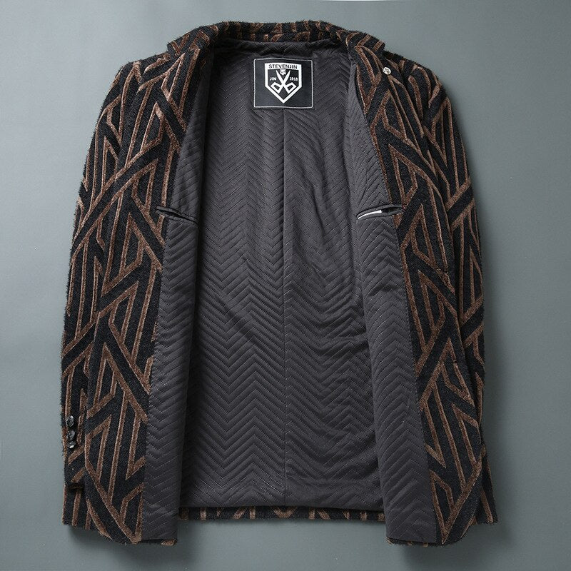 Black Coffee Geometric Line Blazer