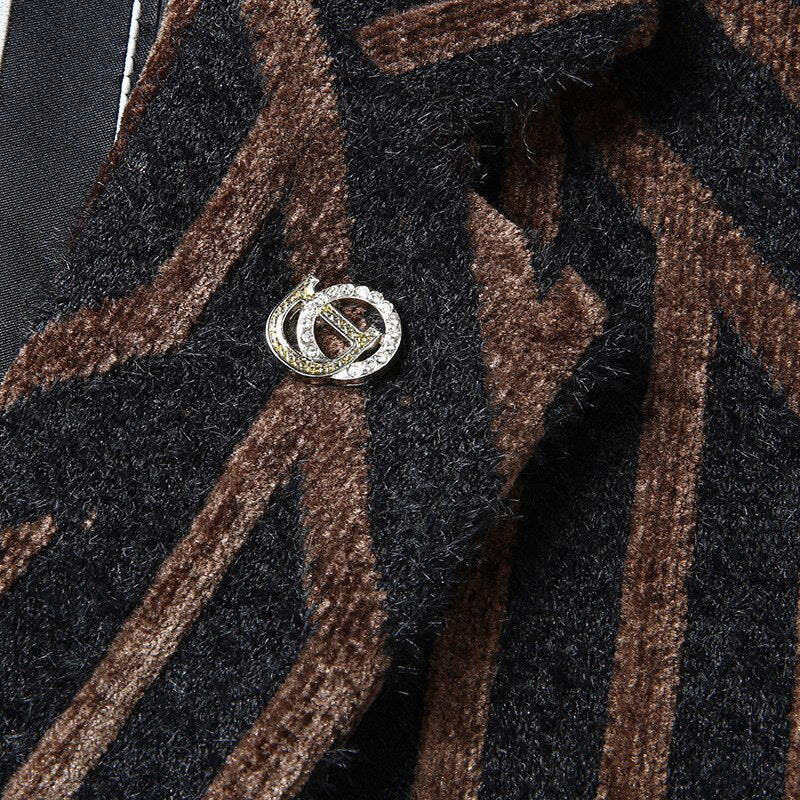 Black Coffee Geometric Line Blazer