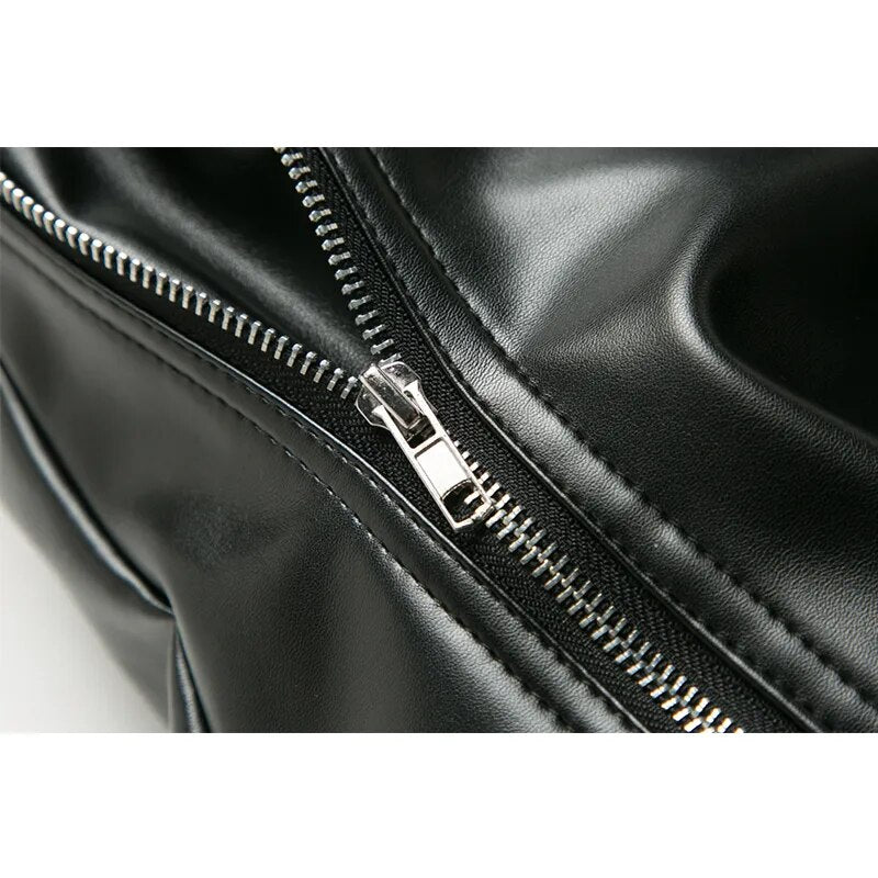 Zipper Decorative Faux Leather Pants