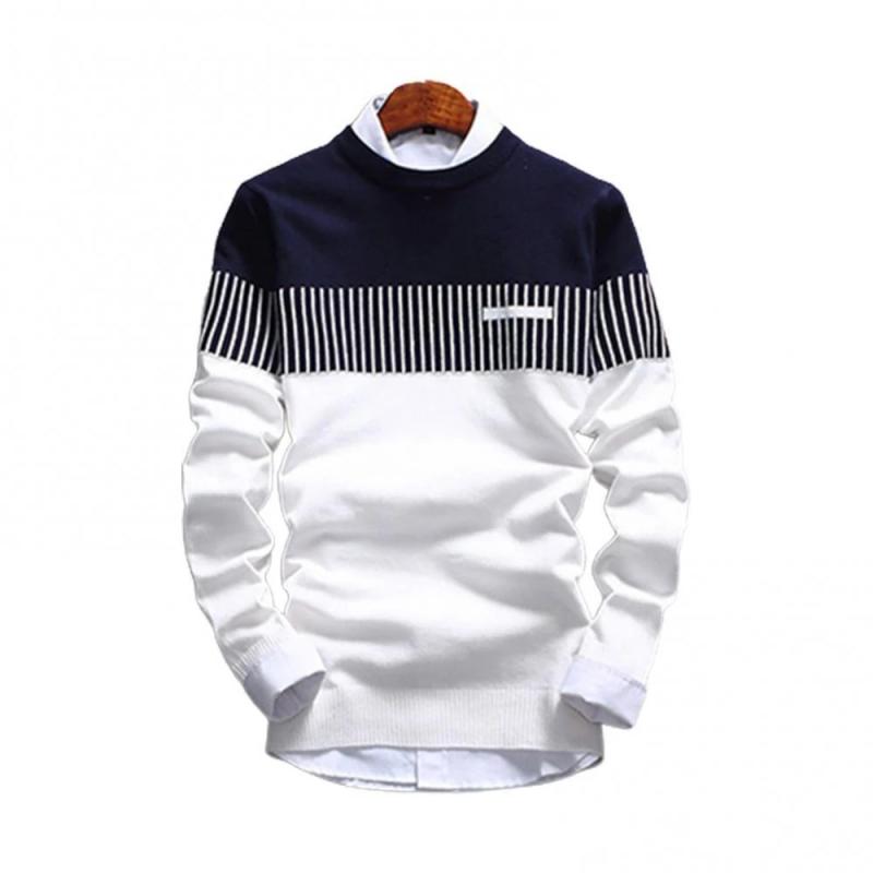 Mild Contrast Strip Knitted Sweaters