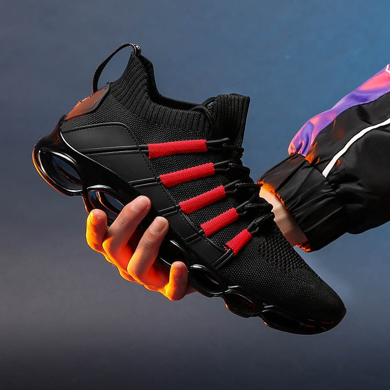 Wave Sole Breathable Men Running Sneaker