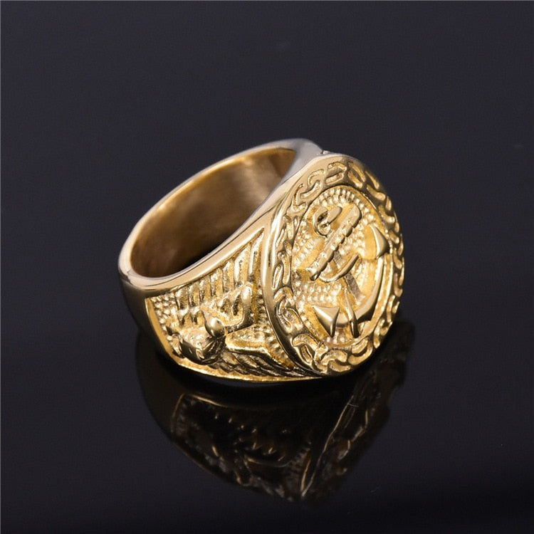 Boat Anchor Pattern Titanium Steel Men Fashion Rings