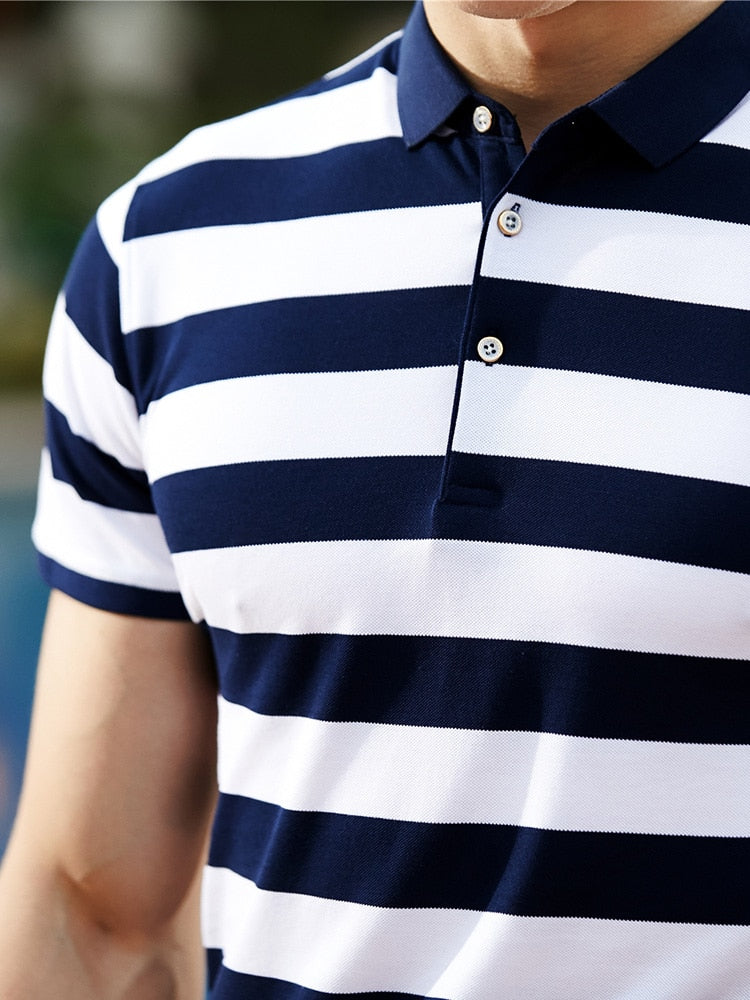 Wide Horizontal Stripes Multicolor Men Polo Shirt