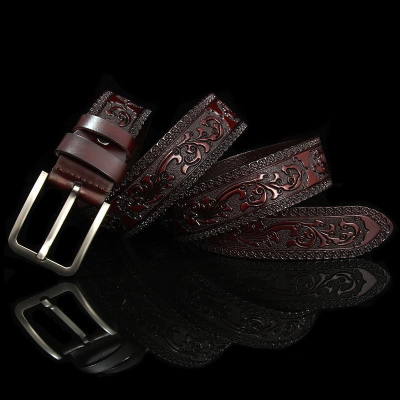 Gothic Style Pop Up Floral Leather Embossed Men Belt - FanFreakz