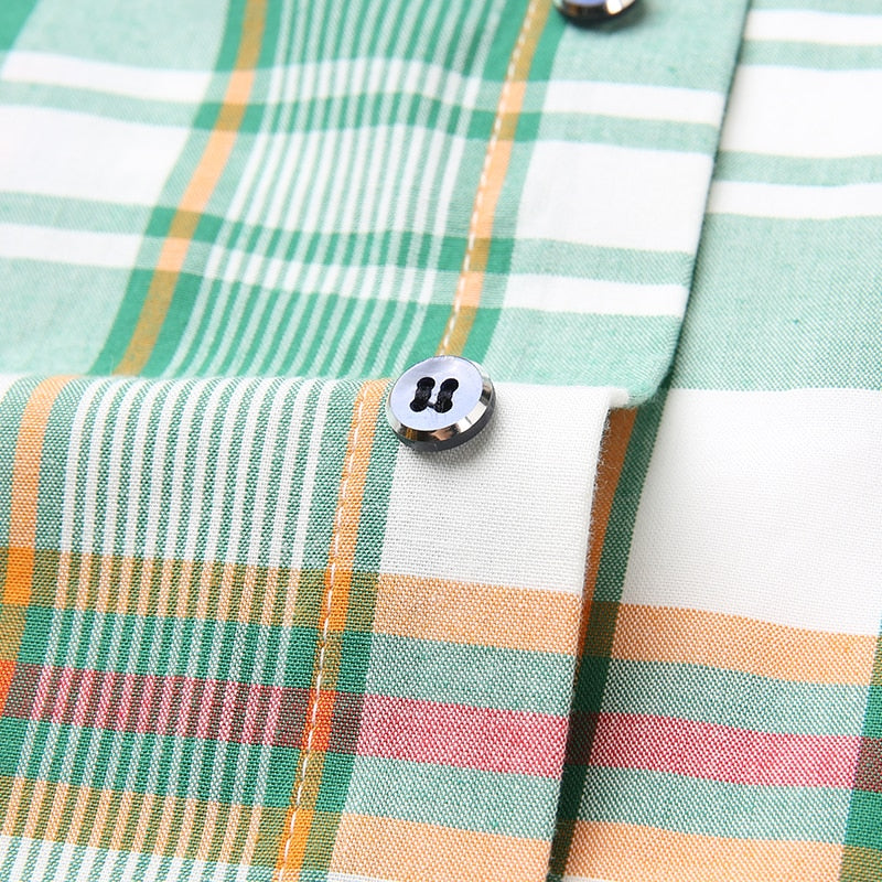 Bright Multi-Color Plaid Patterned Shirt