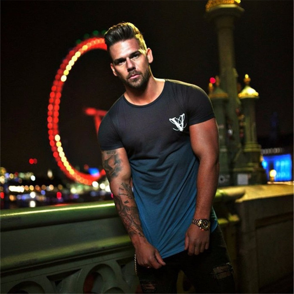 Breathable Gradient Color Sporty T-Shirt