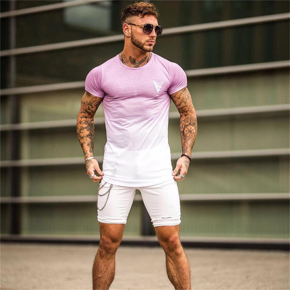 Breathable Gradient Color Sporty T-Shirt