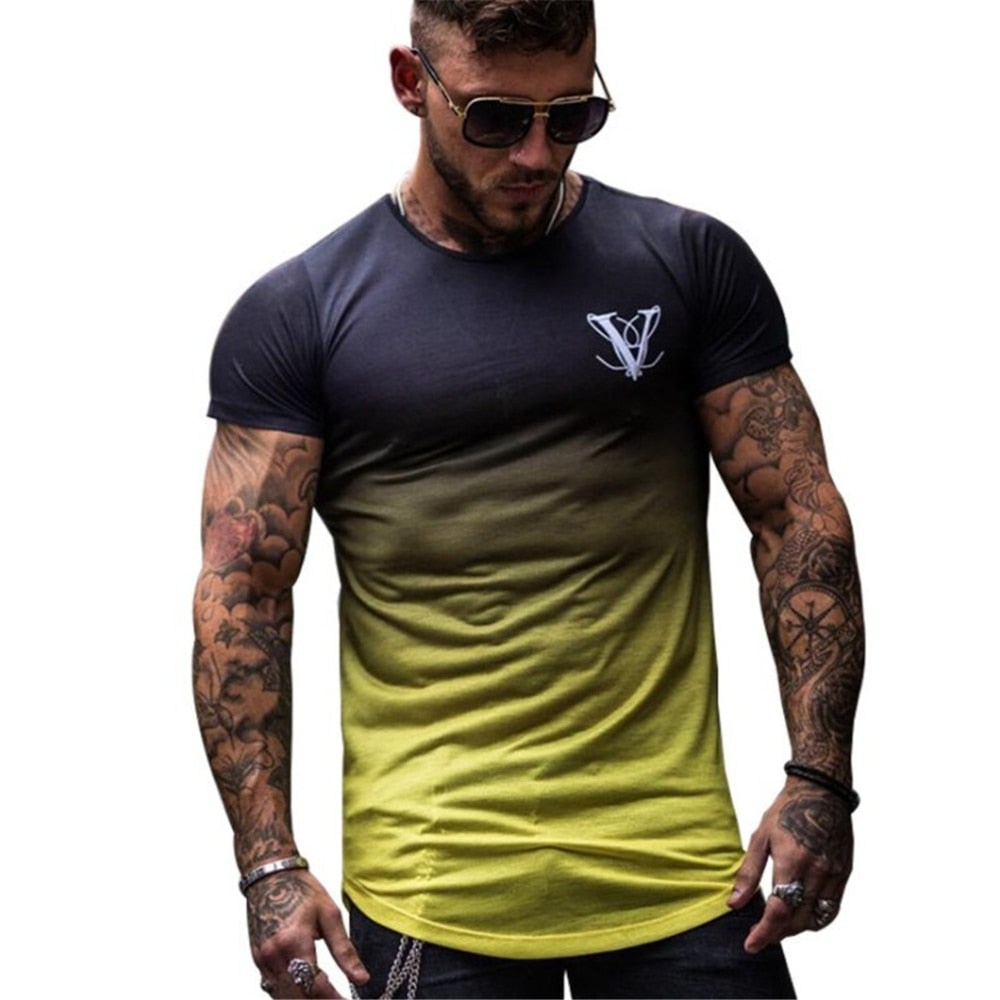 Breathable Gradient Color Sporty T-Shirt