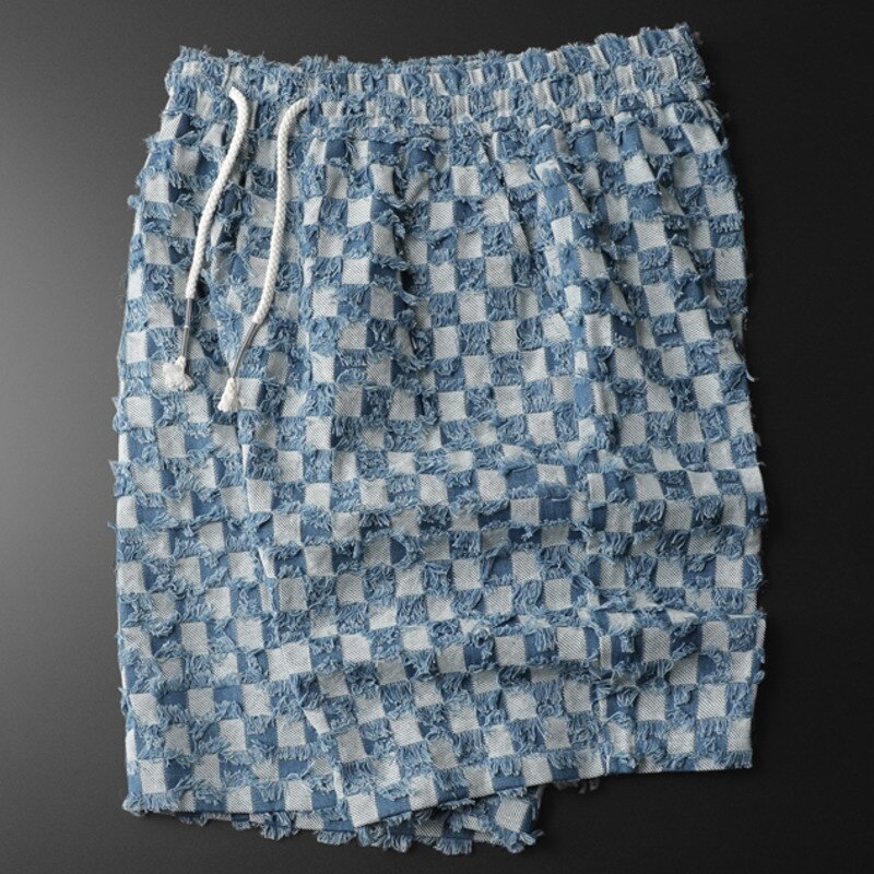 Tufted Blue Checkered Shorts
