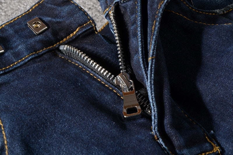 Blue with Paint Spots and Faded Partial Detail Men Slim Jeans - FanFreakz