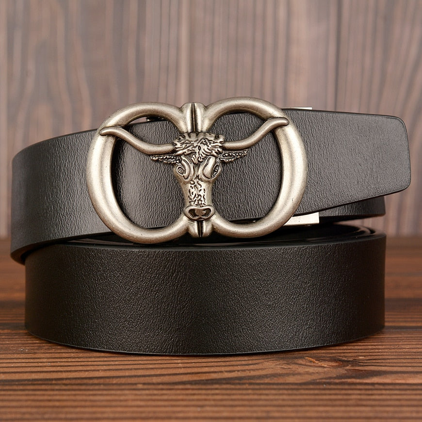 Bull Double Loop Buckle Leather Belt