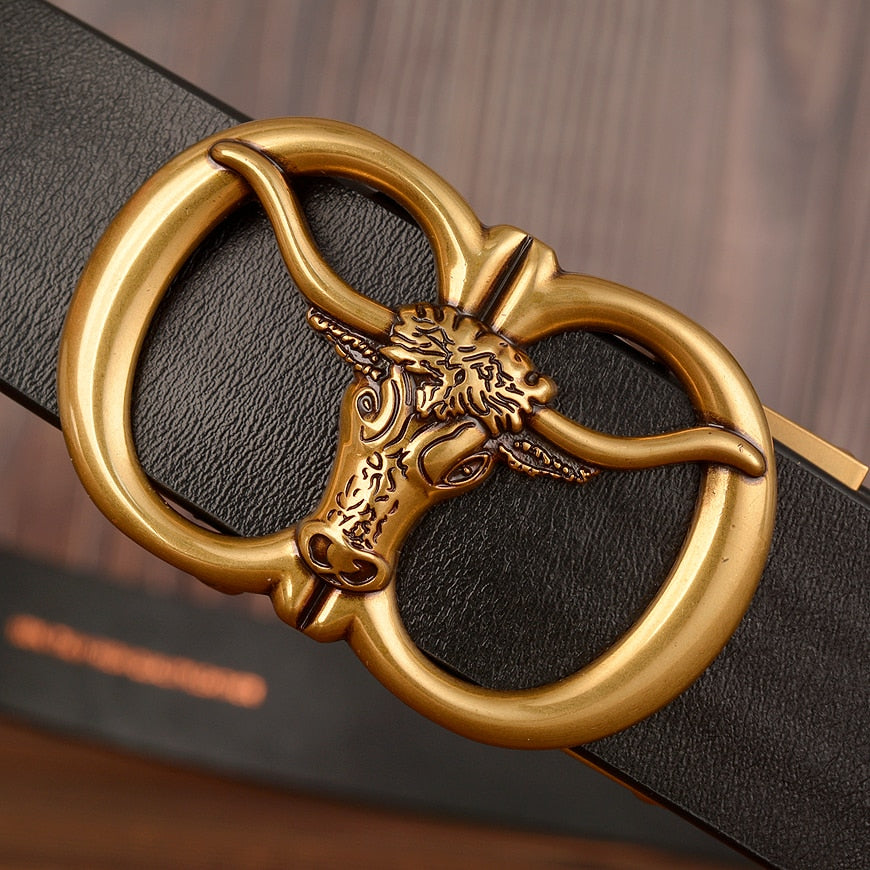 Bull Double Loop Buckle Leather Belt