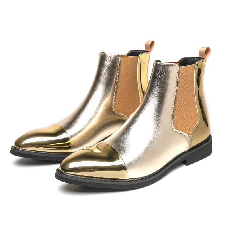 Solid Gleaming Gold Ankle Chelsea Boots