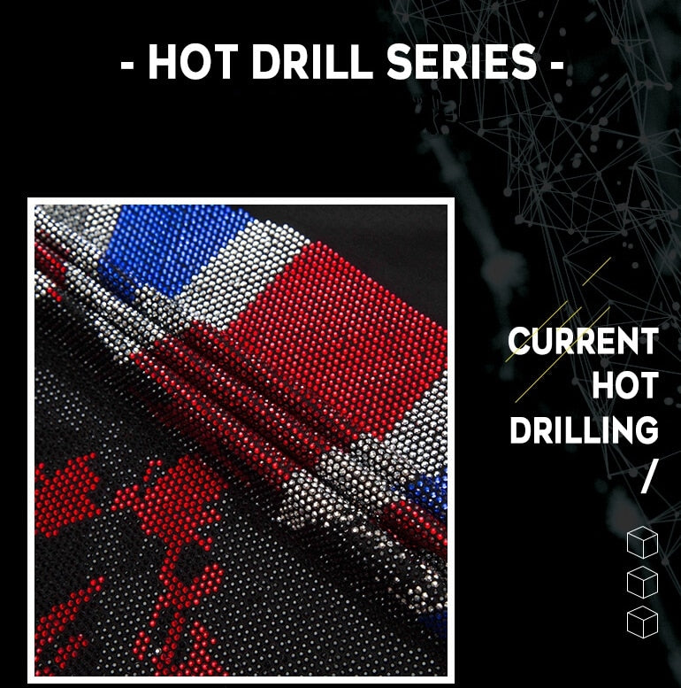 Britain Flag On Rhinestone Skull Style Sweatshirt