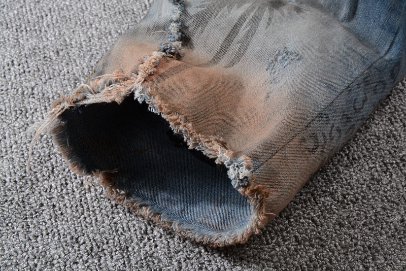 Distressed Paint Oiled Colored Washing Men Shorts Jeans - FanFreakz