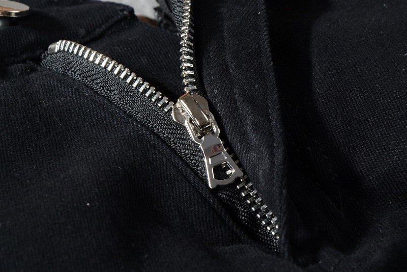 Black with Red Stripes Cargo Style Men Jeans - FanFreakz