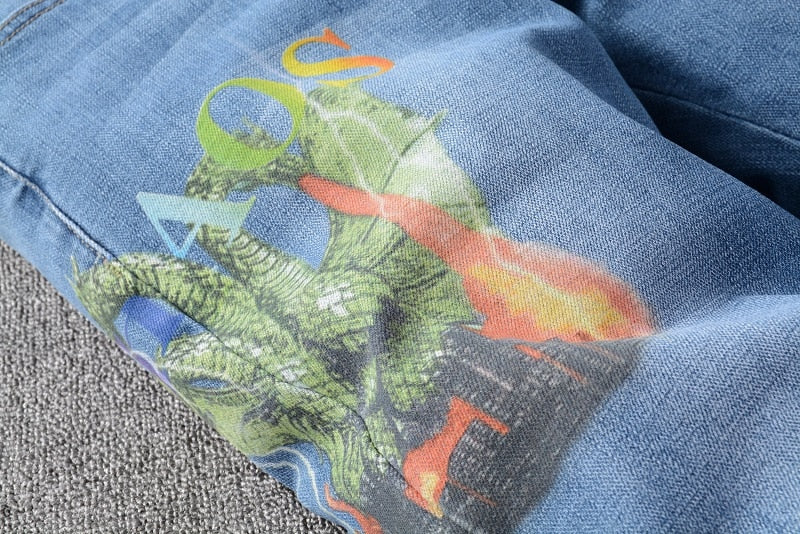 Painted Dragon Slim Fit Washed Blue Stretch Style Men Jeans