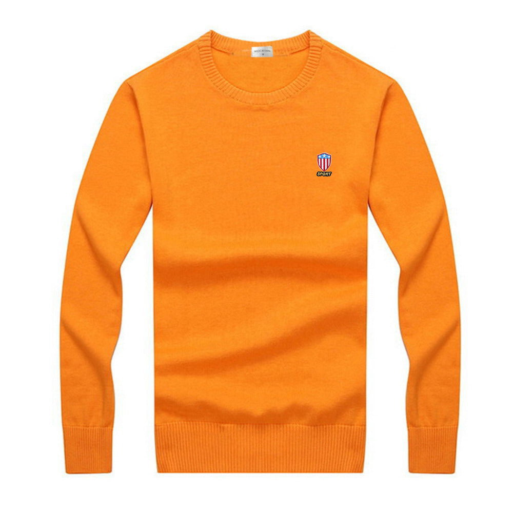 Patch Embroidery Solid Cotton Sweater