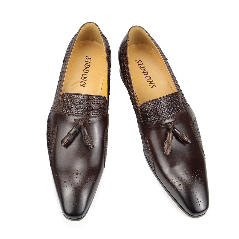 Tassels Brown Leather Loafers Shoes