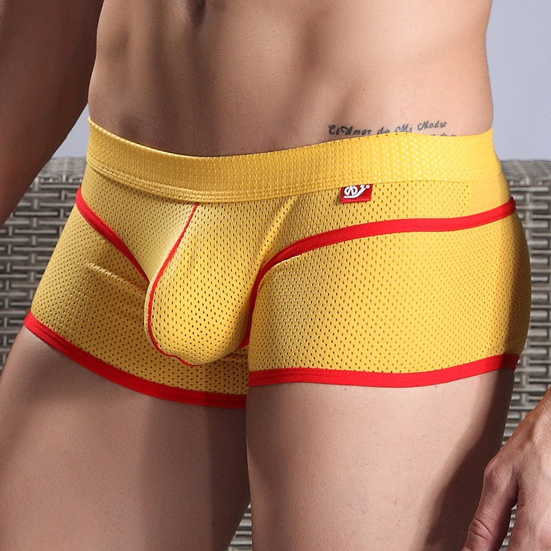 Breathable Mesh Two-tone Line Decorated Boxer