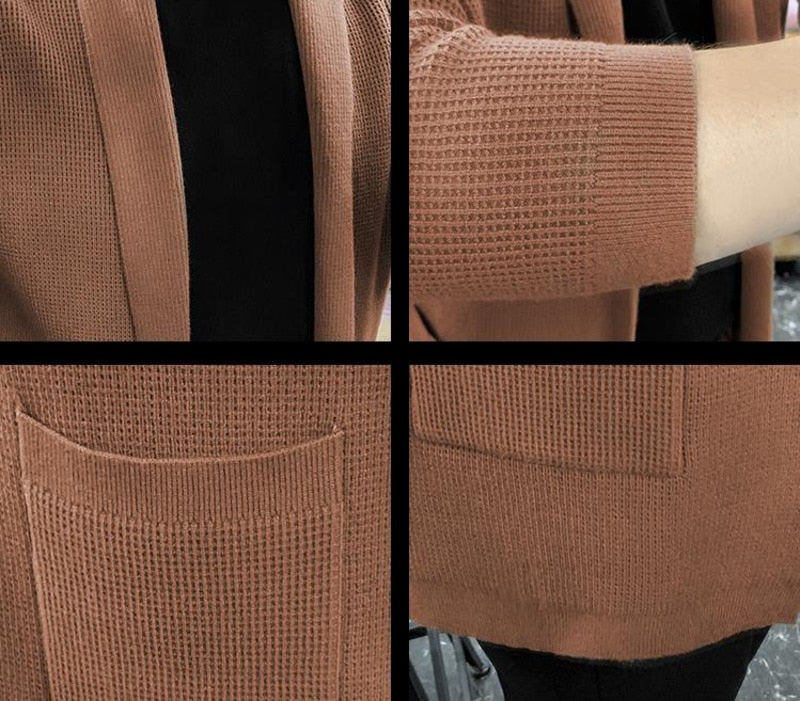 Plain Color Knitted Solid Cardigan