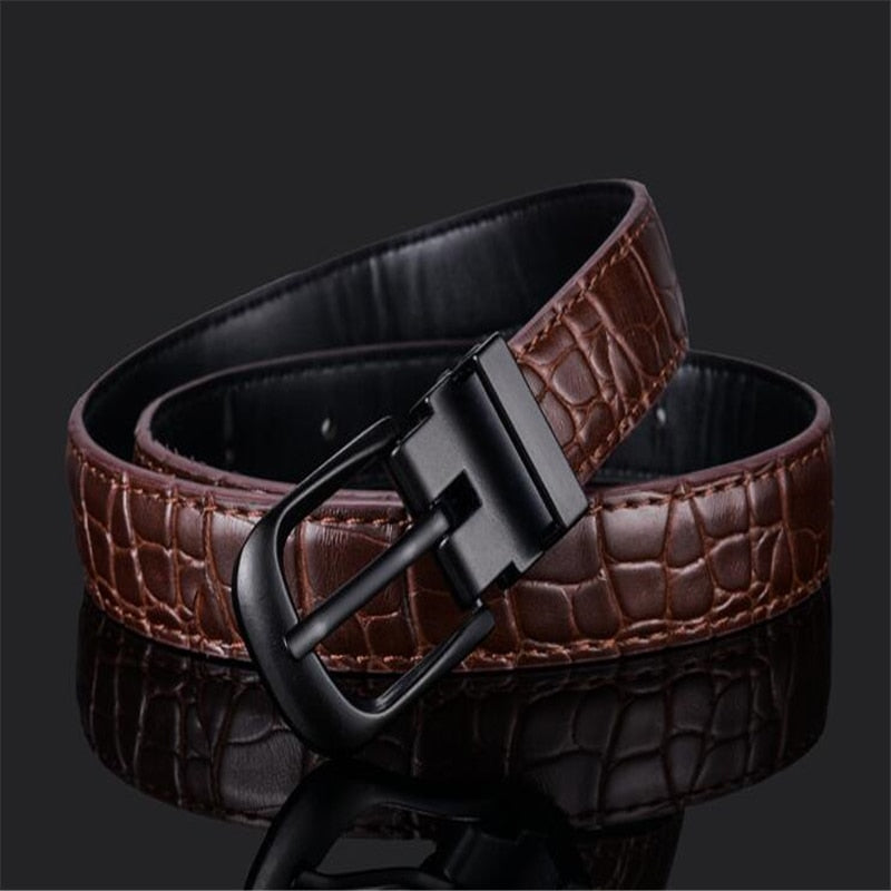 Solid Croco Pin Buckle Casual Style Men PU Leather Belt