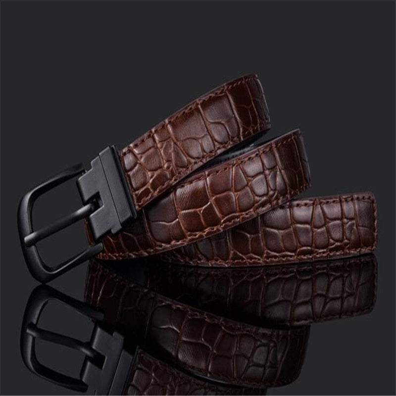 Solid Croco Pin Buckle Casual Style Men PU Leather Belt