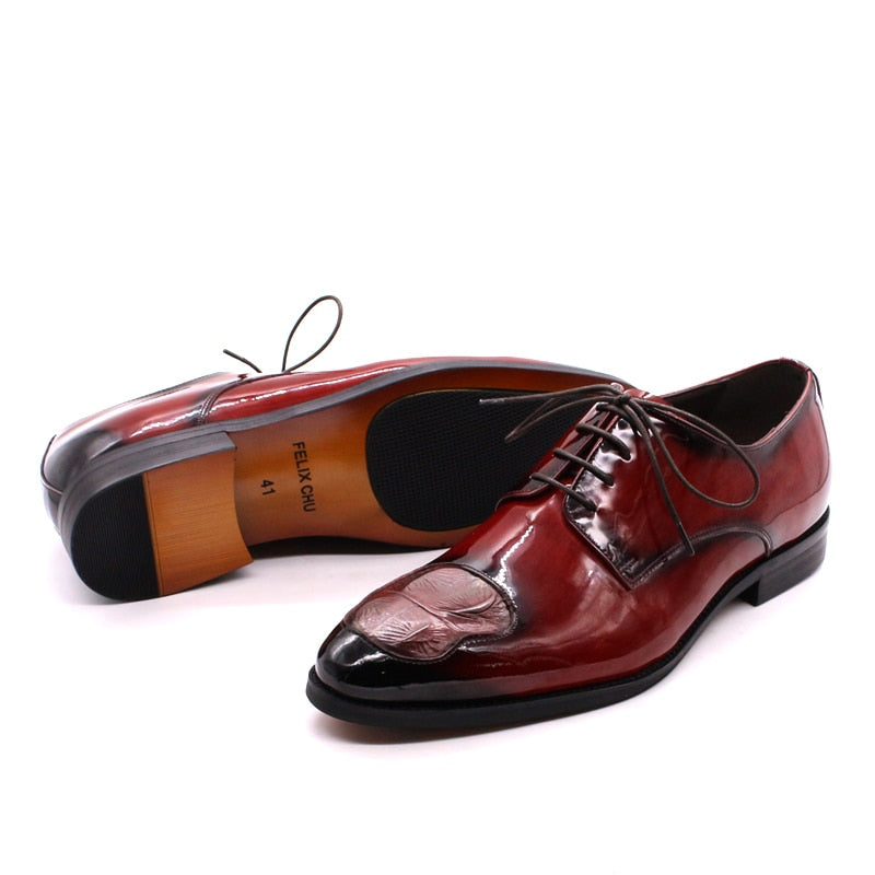Two Tone Patent Leather Toe Accent Men Shoes