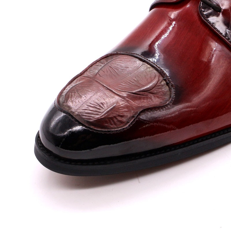Two Tone Patent Leather Toe Accent Men Shoes
