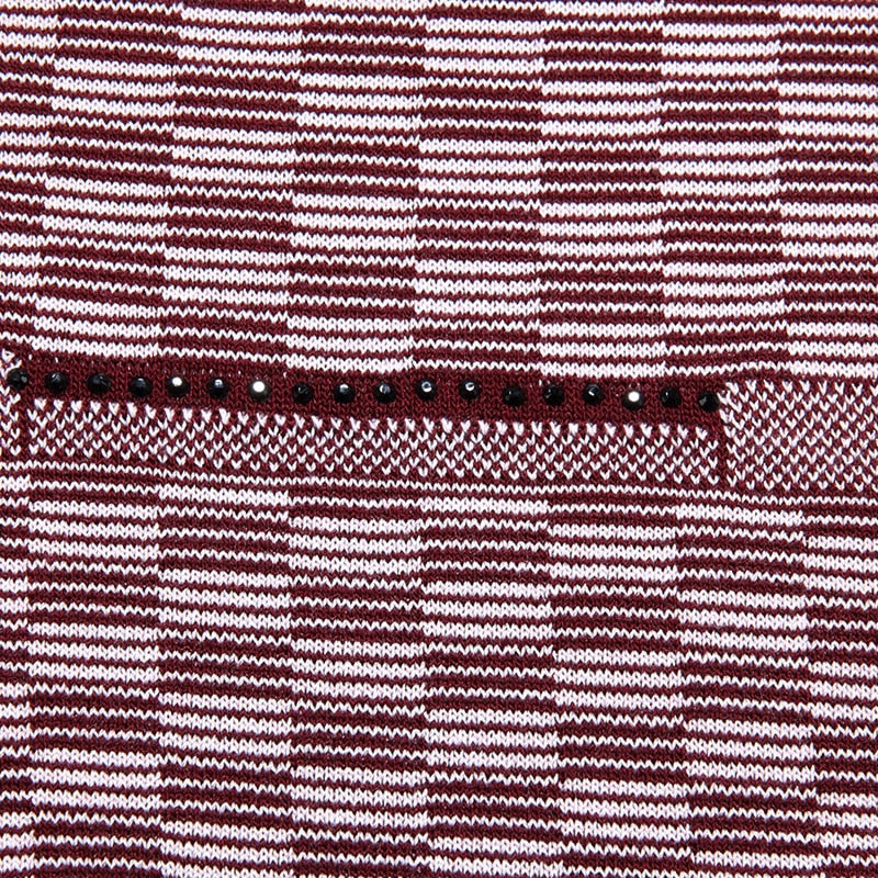 Plaid Pattern Decorated Solid Color Polo Shirt