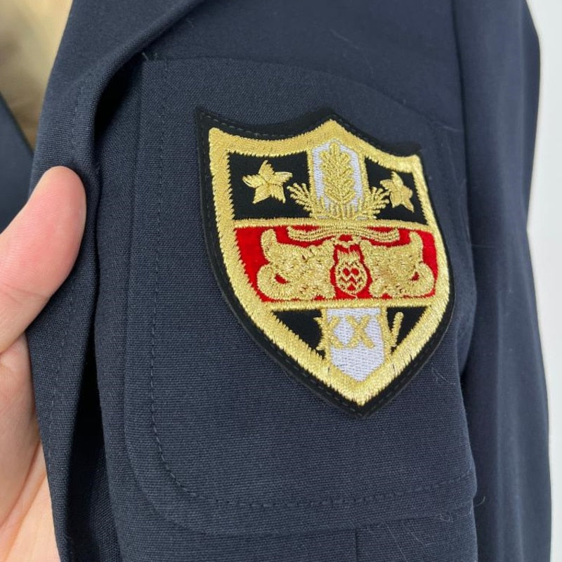 Navy White Letter Embroidery Blazer