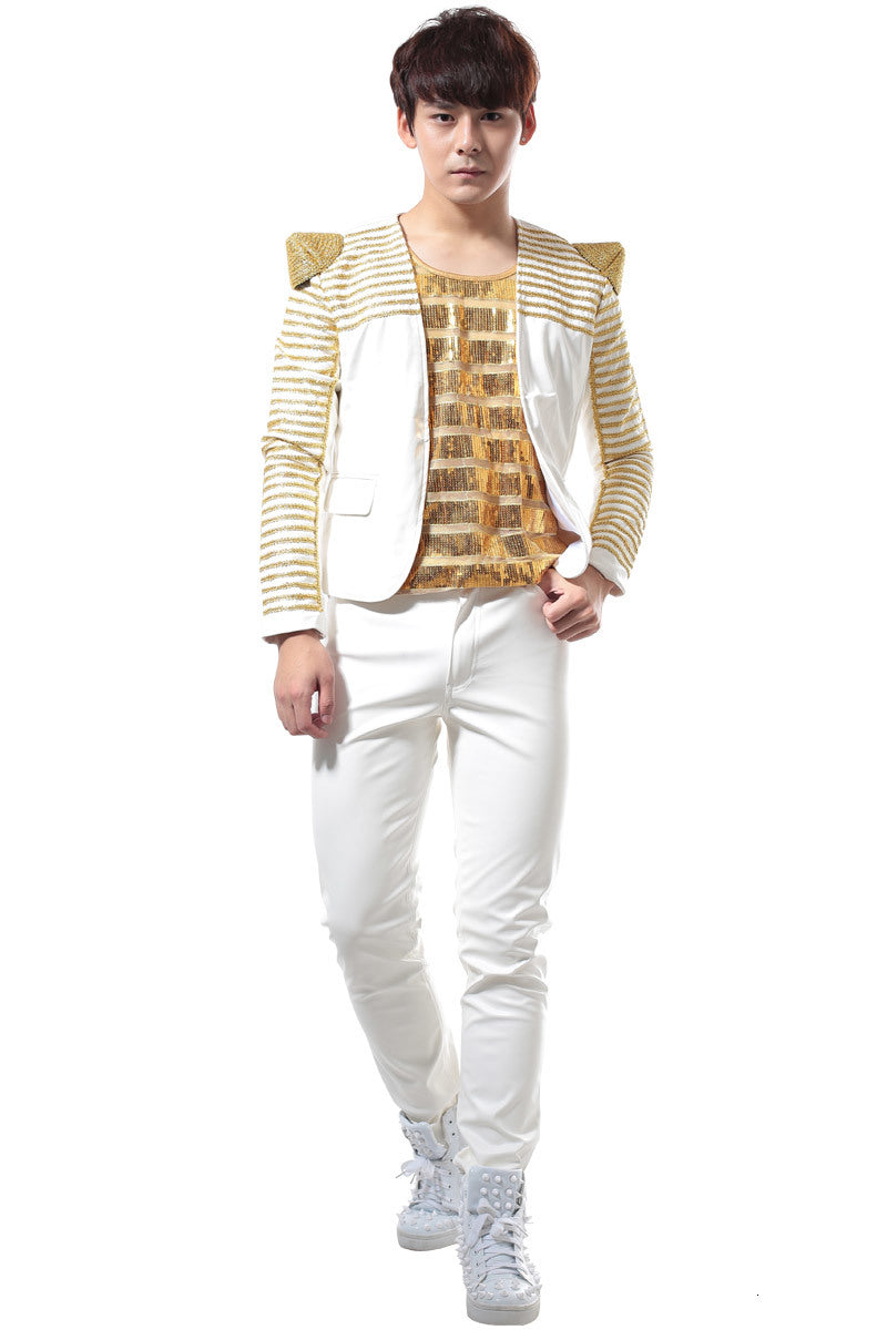 Costume Club Style with Pointed Shoulder Design Men Blazer