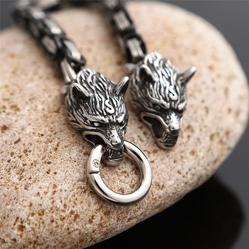 Norse Viking Wolf Head Decorated Bracelet