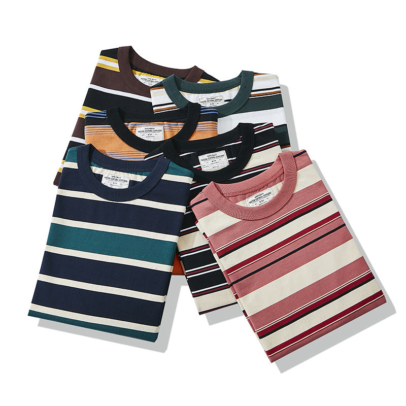 Irregular Striped High-Quality Cotton T-Shirt