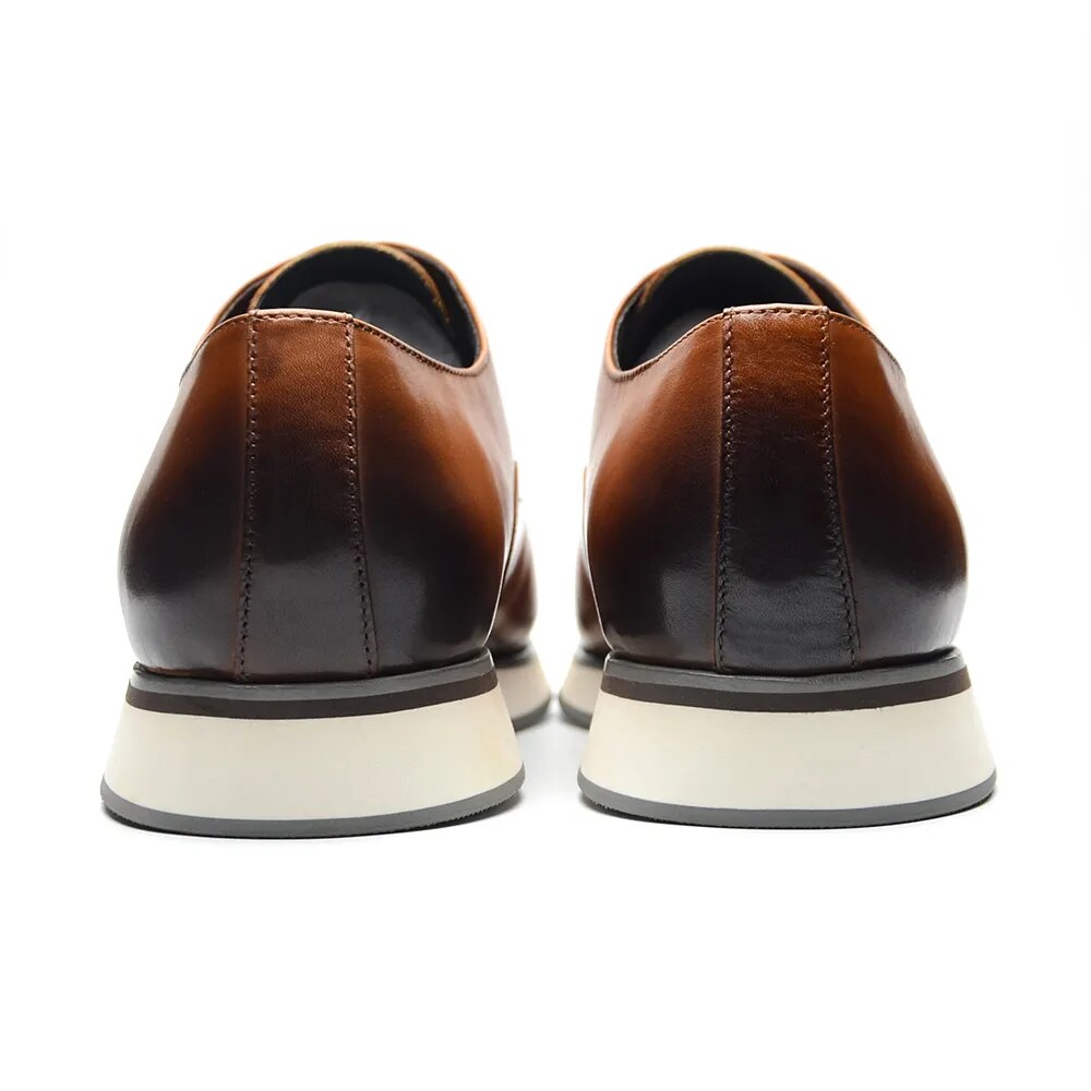 Brown Genuine Leather Oxfords Sneakers