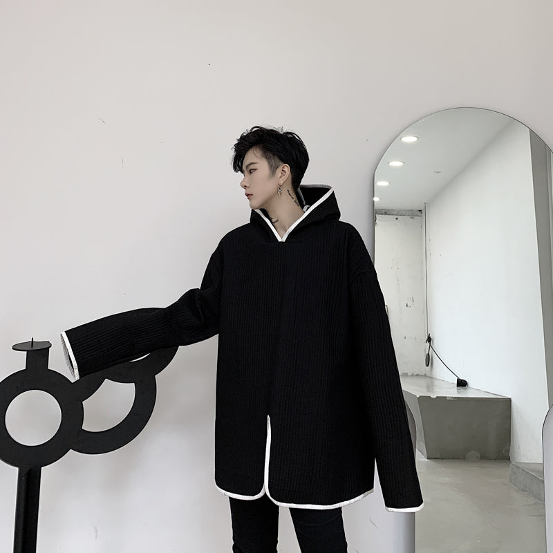 Solid Gothic Riding Hood Streetwear Style Men Jacket