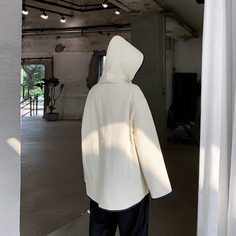 Solid Gothic Riding Hood Streetwear Style Men Jacket