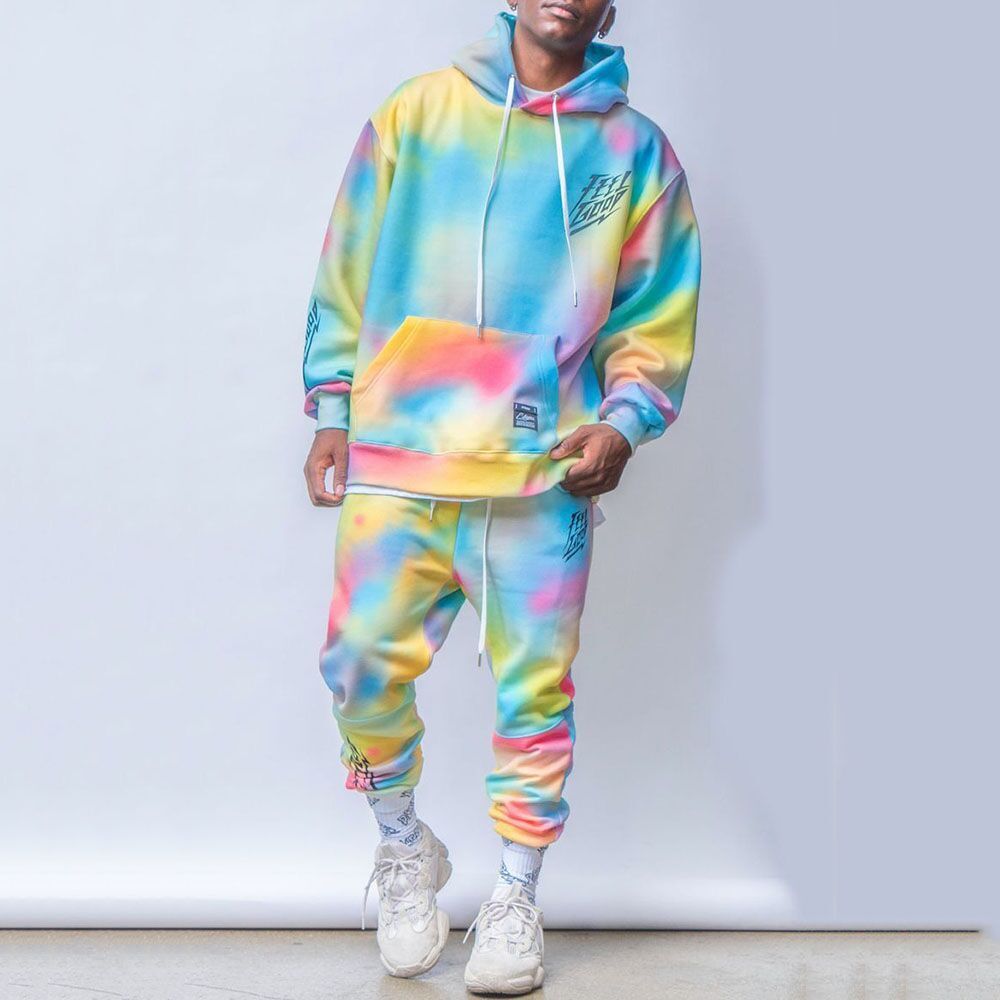 Rainbow Tie-Dye Style Hooded Tracksuit