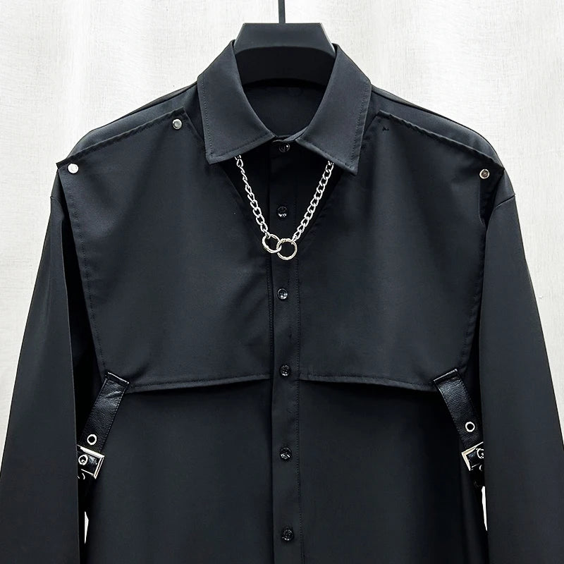 Single Breasted Buckle Solid Shirt