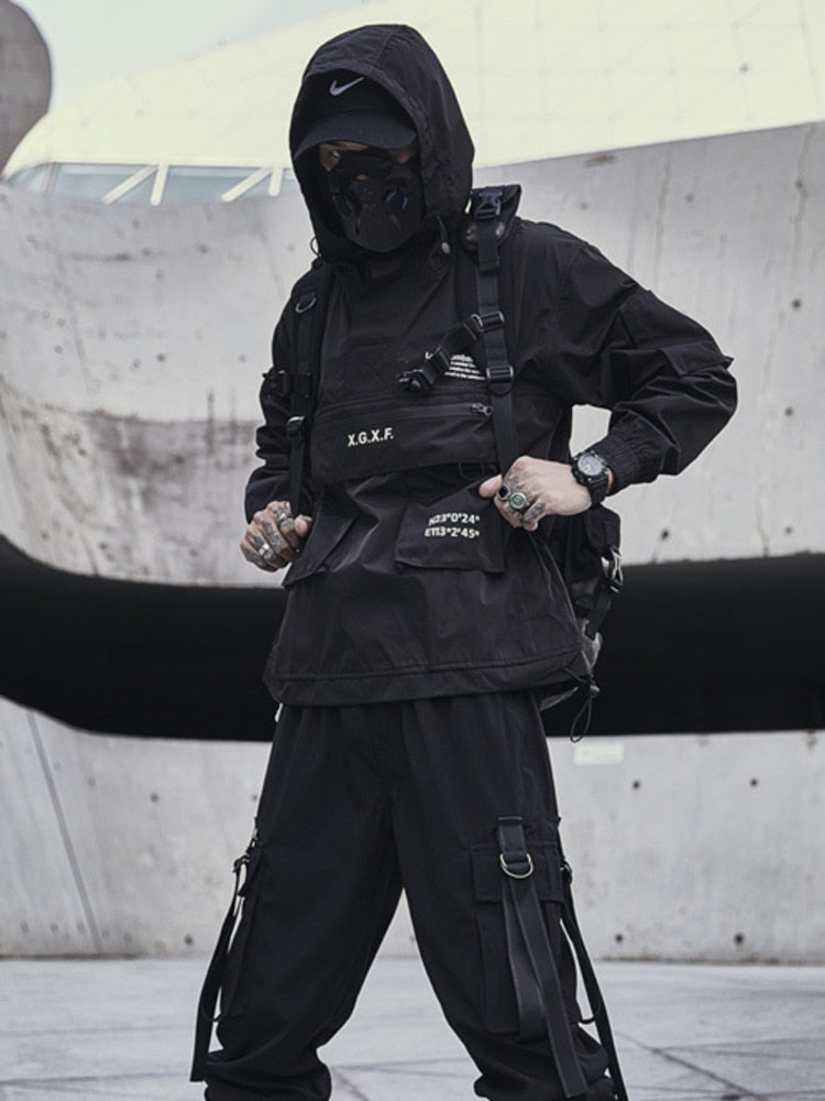 Letter Printed Black Hoodie Jacket