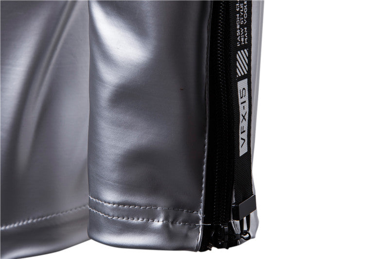 PU Leather Metallic Color Men Slim Fit Blazer