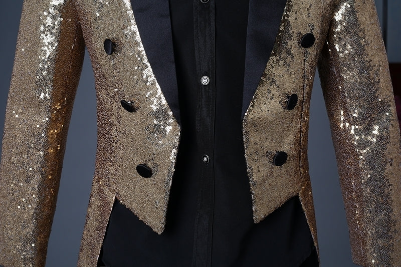 Splendid Sequin Tuxedo Costume Style Men Slim Blazer