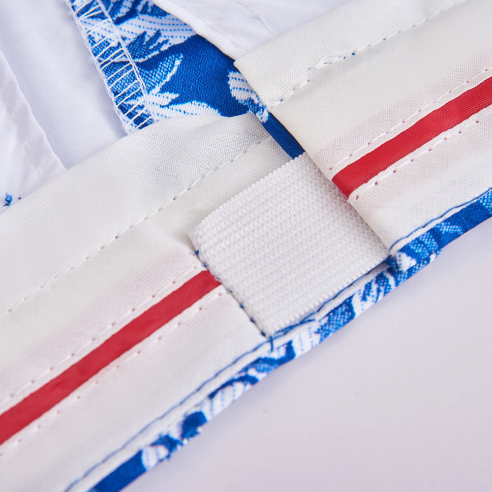 Vintage Floral White Blue Print Men Slim Fit Suit