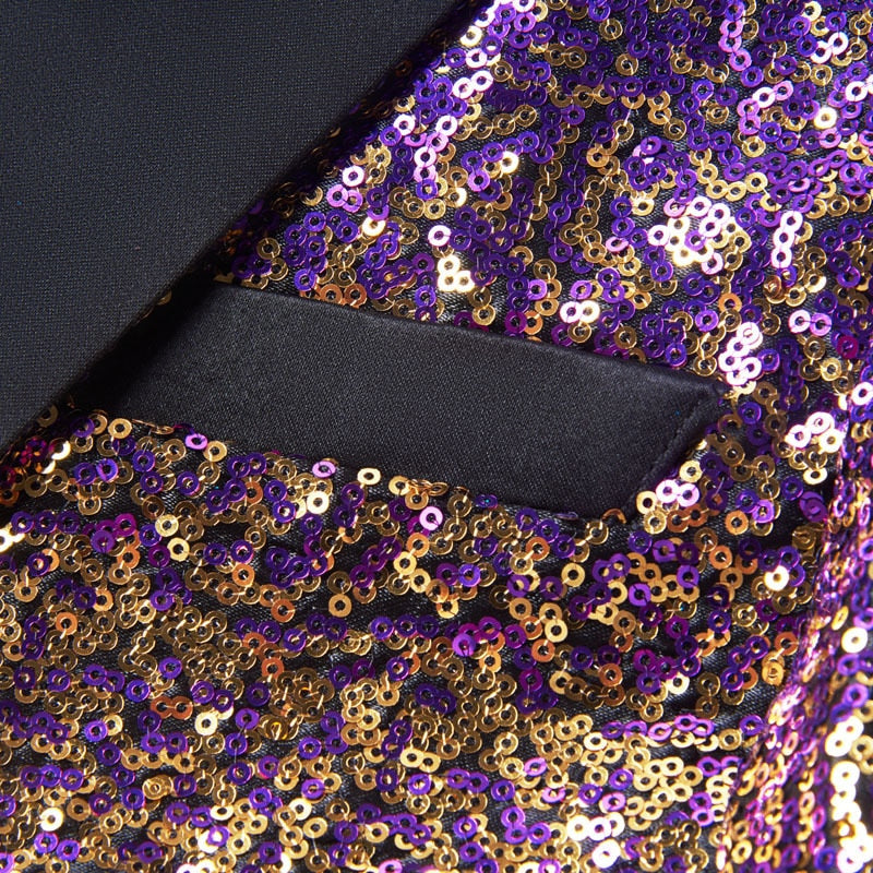 Stylish Gradient Sequins Single Button Party Style Men Blazer