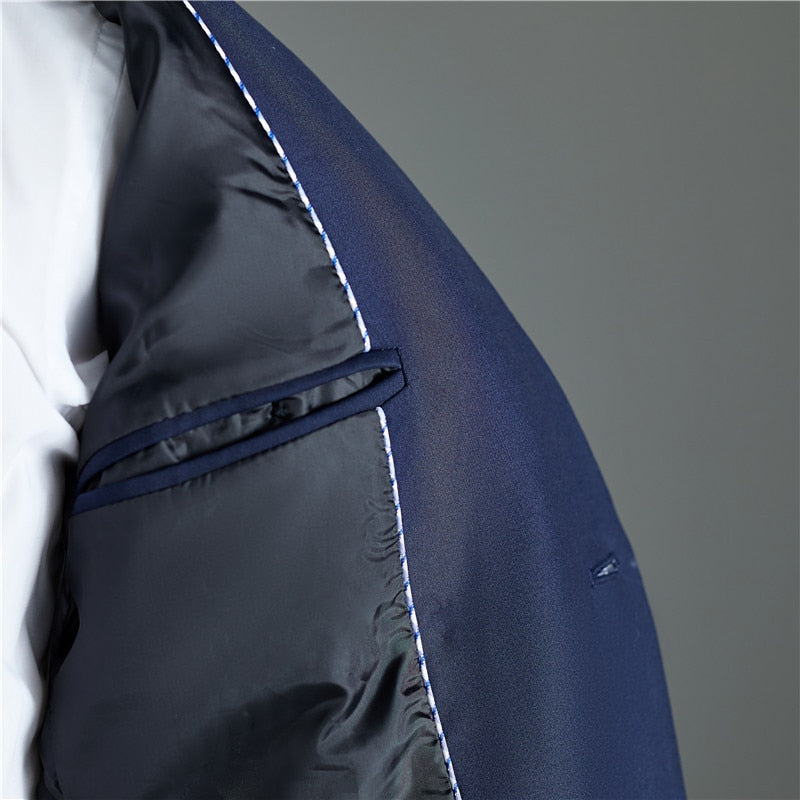 Navy Blue or Black Double Breasted Two Pieces Captain Style Men Suits