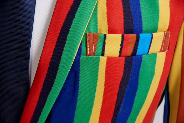 Bright Colourful Stripe Stage Style Men Costume Blazer - FanFreakz